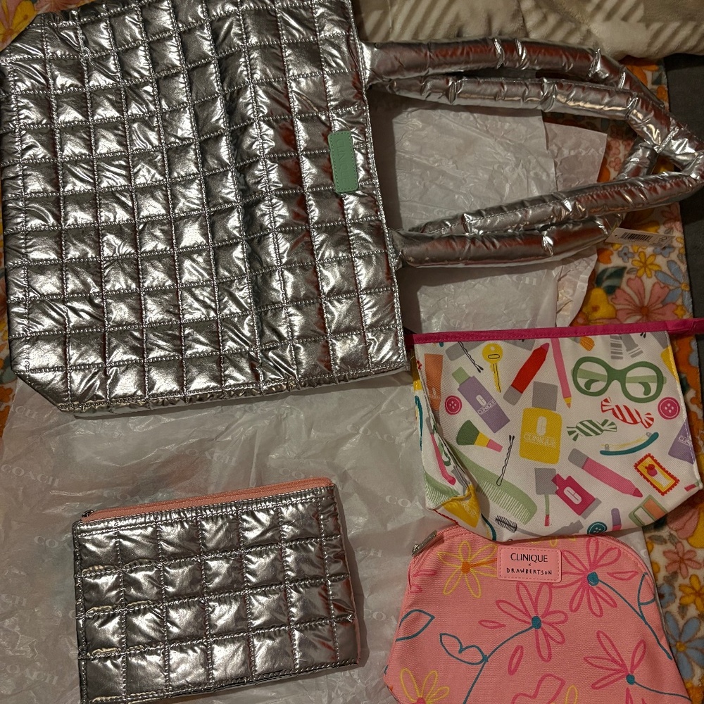 4 Clinique makeup bags/ tote